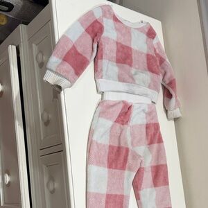 Pink and White Checkered soft and cozy Sweater and Pants Set